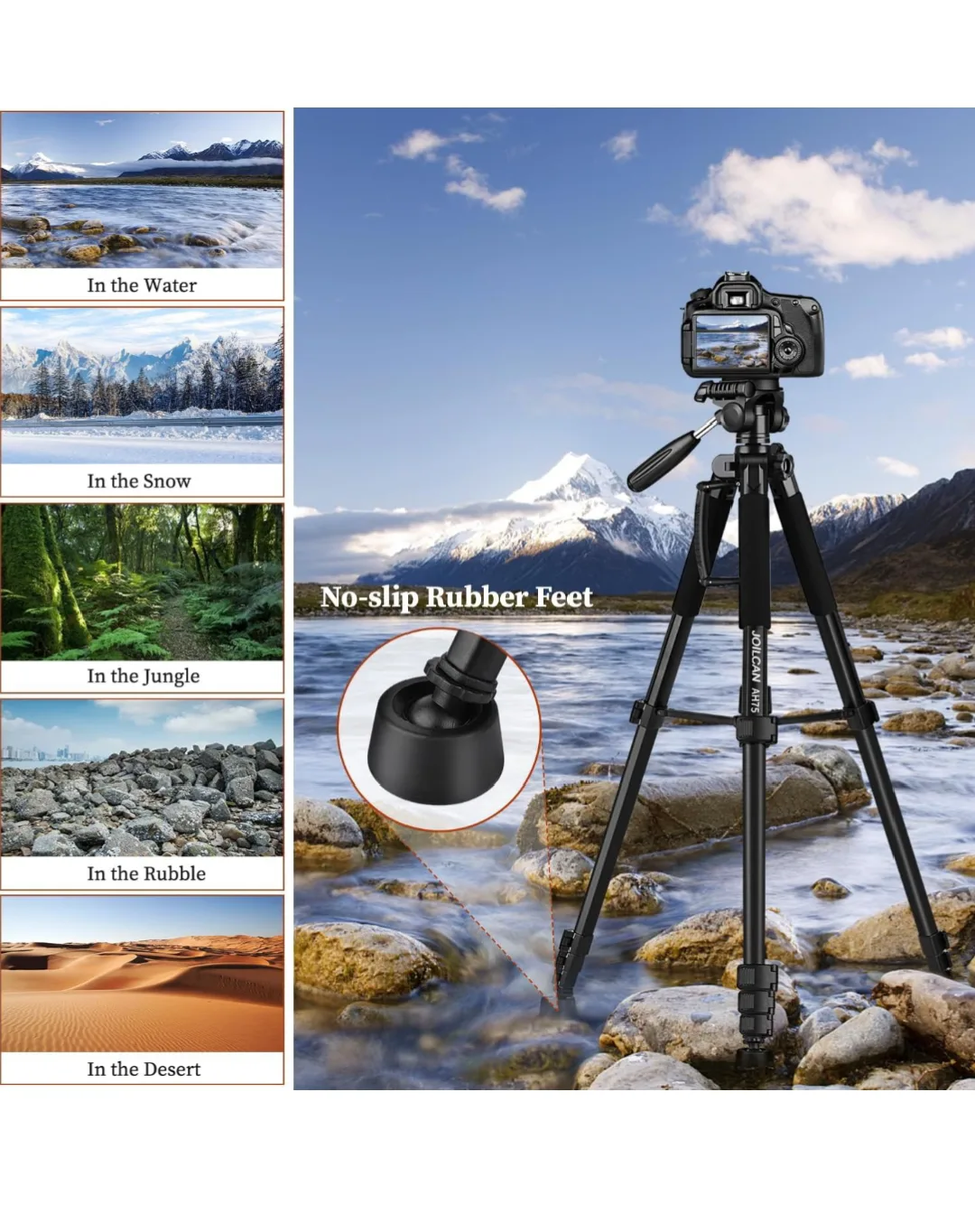 Camera Tripods Lightweight and Portable 74" image indicator(3)