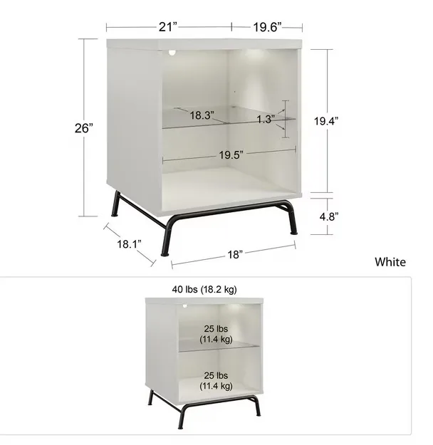 Ameriwood Home Melbourne End Table LED lighting with 7 color image indicator(4)