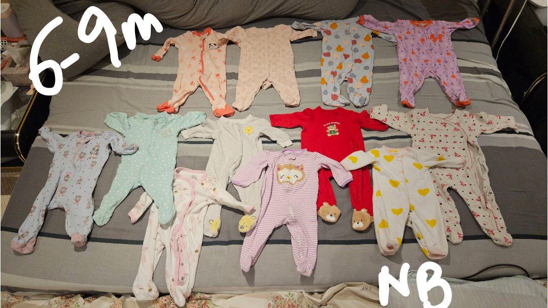 Baby Sleep and Play Onesies - 6-9 Months & Newborn