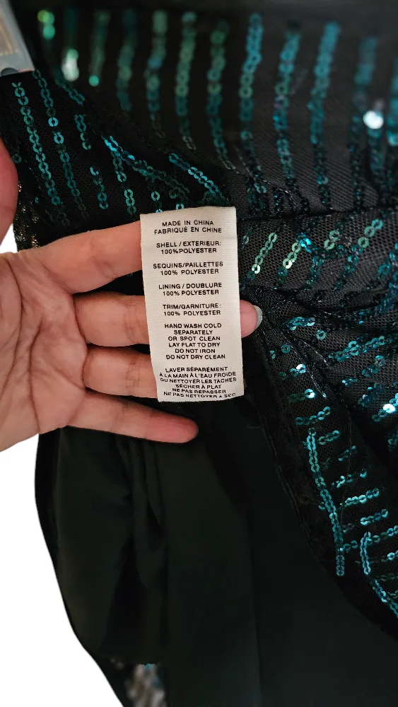 Avec Les Filles Green Teal Sequined Fringe Mini Skirt image indicator(7)