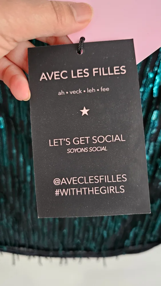 Avec Les Filles Green Teal Sequined Fringe Mini Skirt image indicator(6)