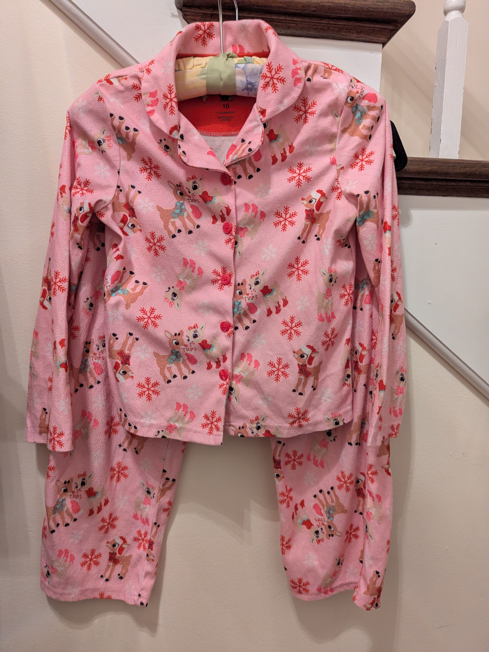 Girls' Pink Rudolph the Red-Nosed reindeer Christmas Pajamas