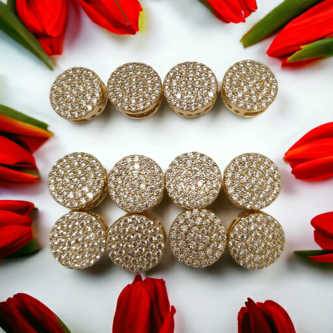 Romanian Gold Tone Round Stud Earrings - photo 2