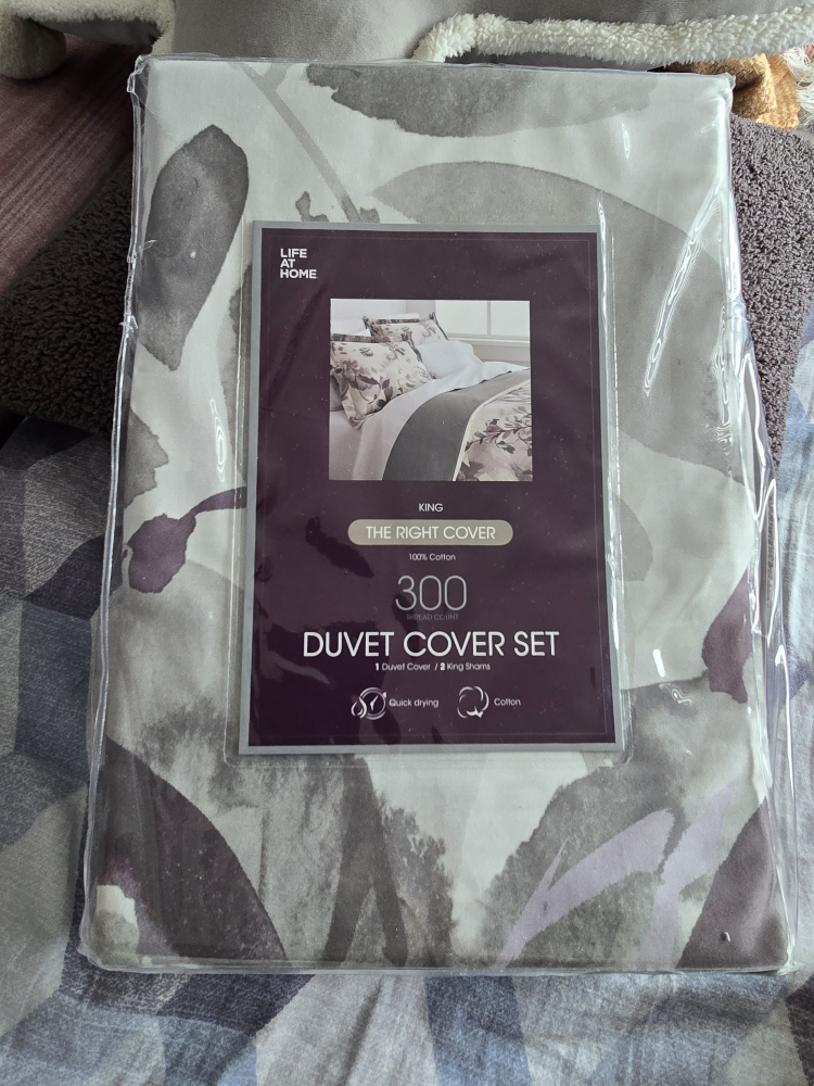 Life at Home King Duvet Cover Set - Grey Floral
