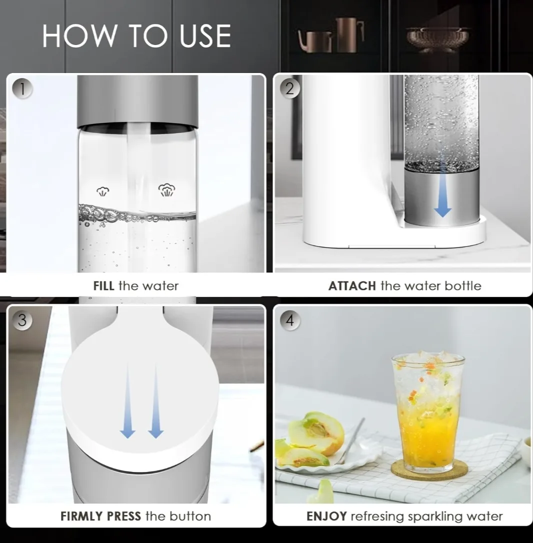 Sparkling Water Maker, Soda Machine, 1L BPA Free Bottle image indicator(7)