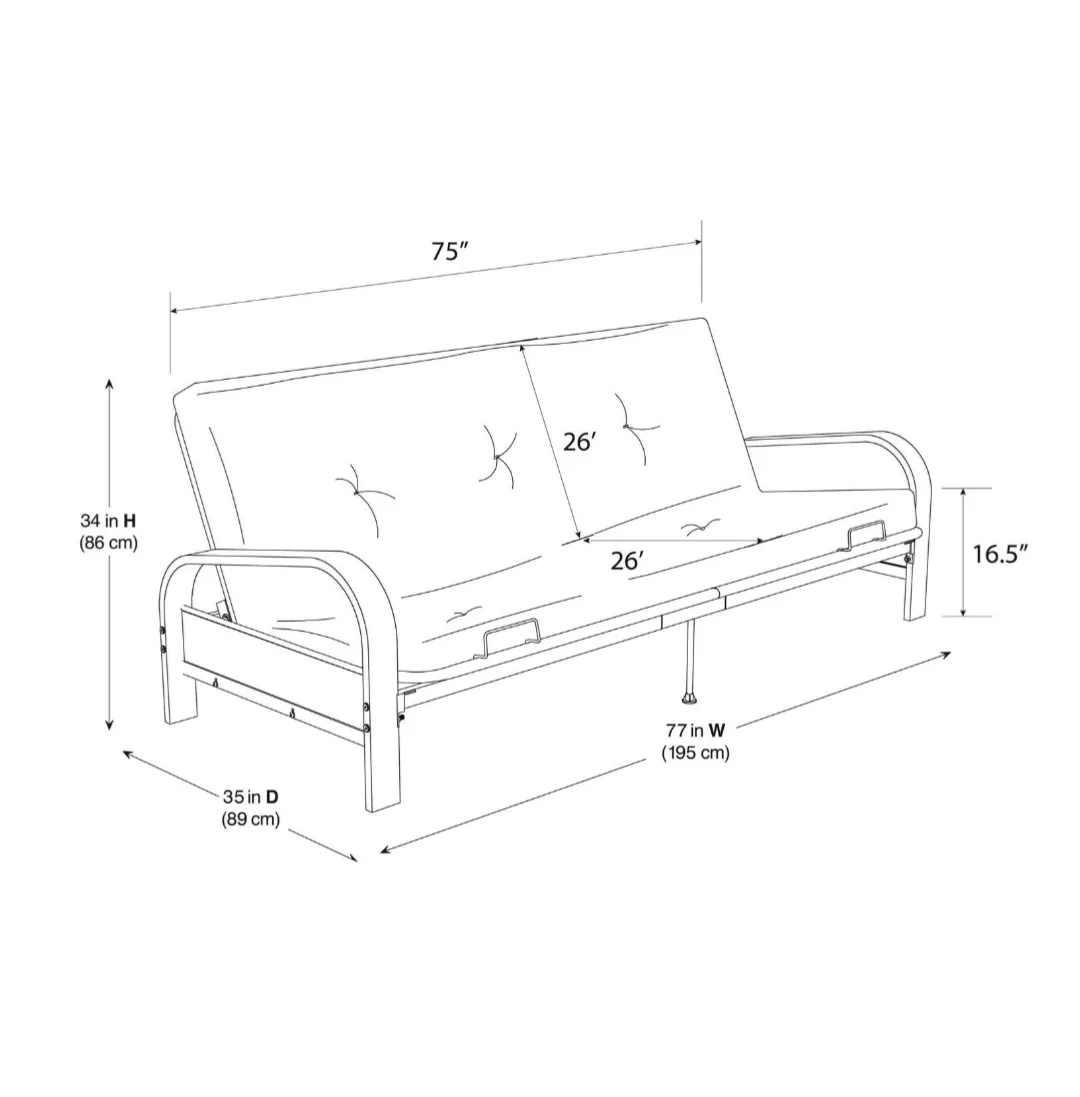 Mainstays Black Metal Arm Futon image indicator(4)