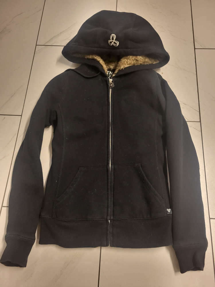 TNA  Black Faux Fur Lined Zip Up Hoodie
