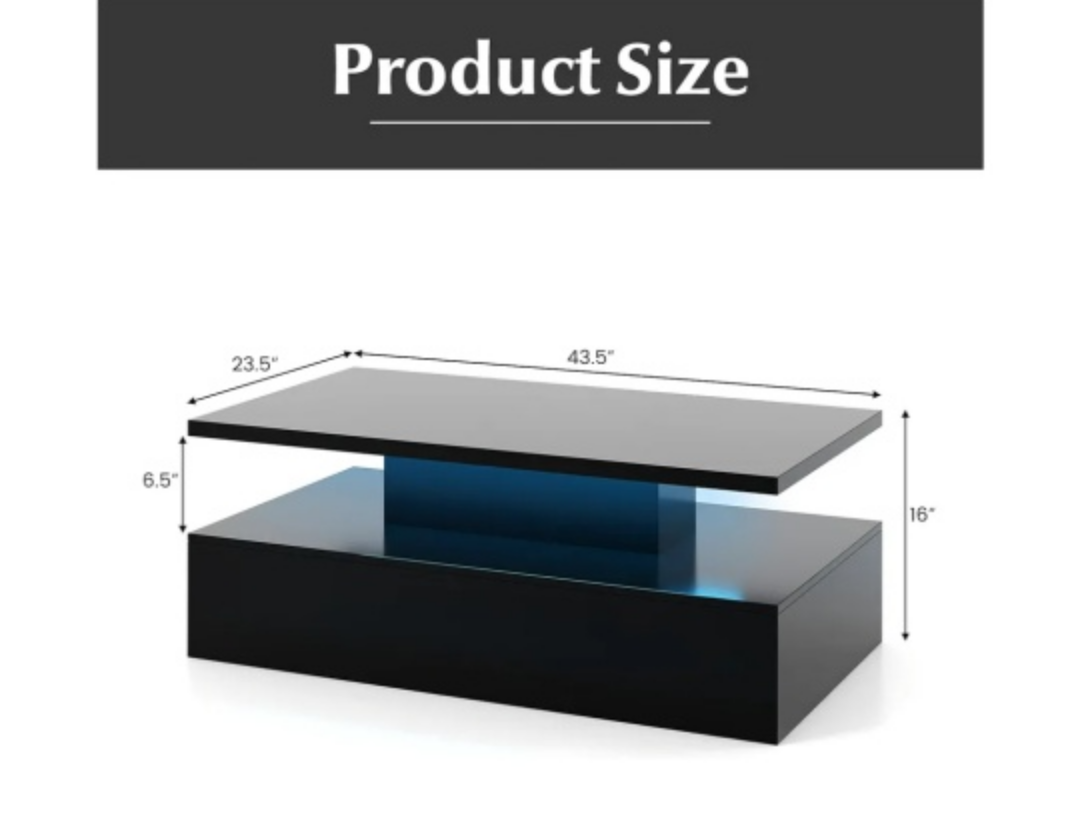 Black Lift Top Coffee Table with Gold Accent - photo 2