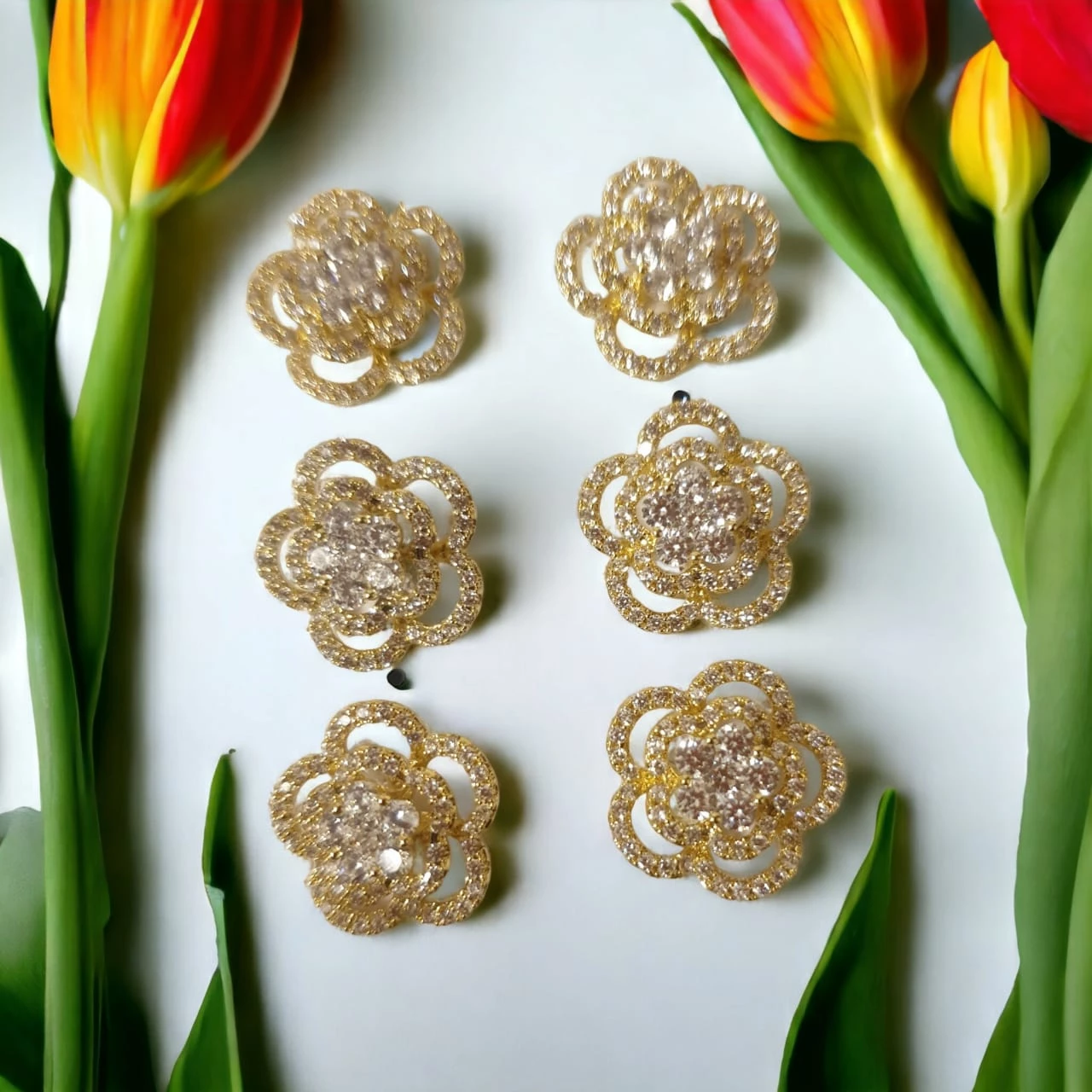 Gold Flower Stud Earrings