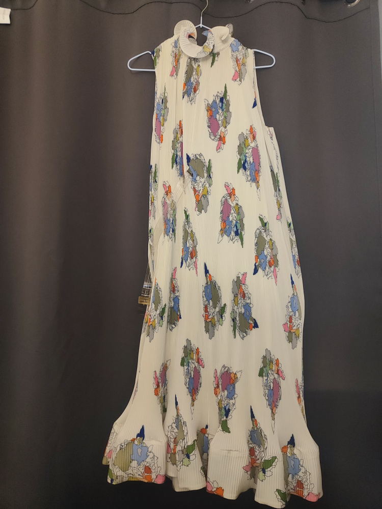 Tibi Sleeveless Pleated Floral Dress
