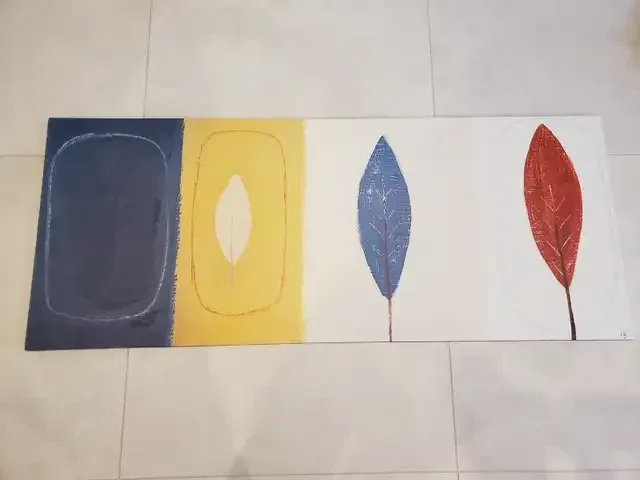 Colourful autumn leaf print 55x22 inches, wall art, picture image indicator(4)