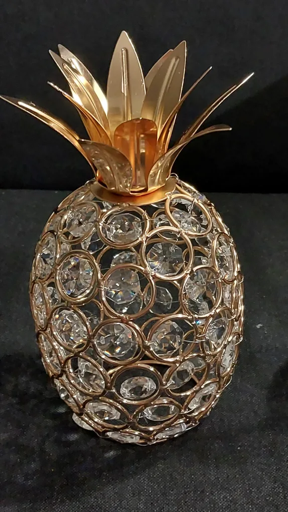 BNIB 3pcs Golden Crystal Fruit  decor Apples, Pears & Pineapples image indicator(5)