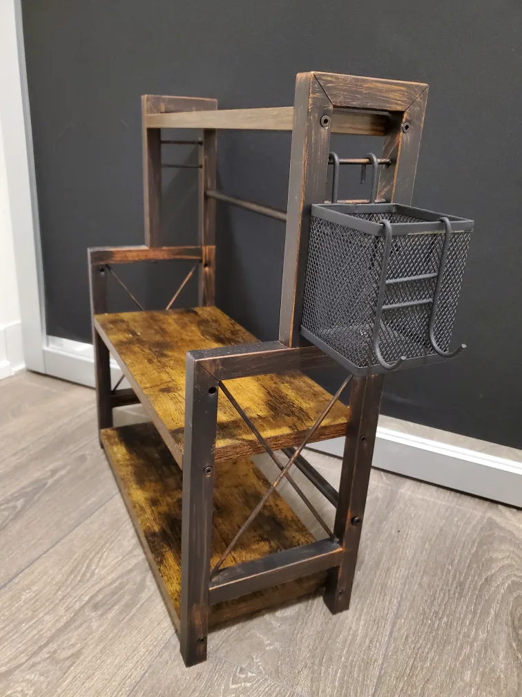 Rustic 2-Tier Shelf with Metal Baskets image indicator(3)