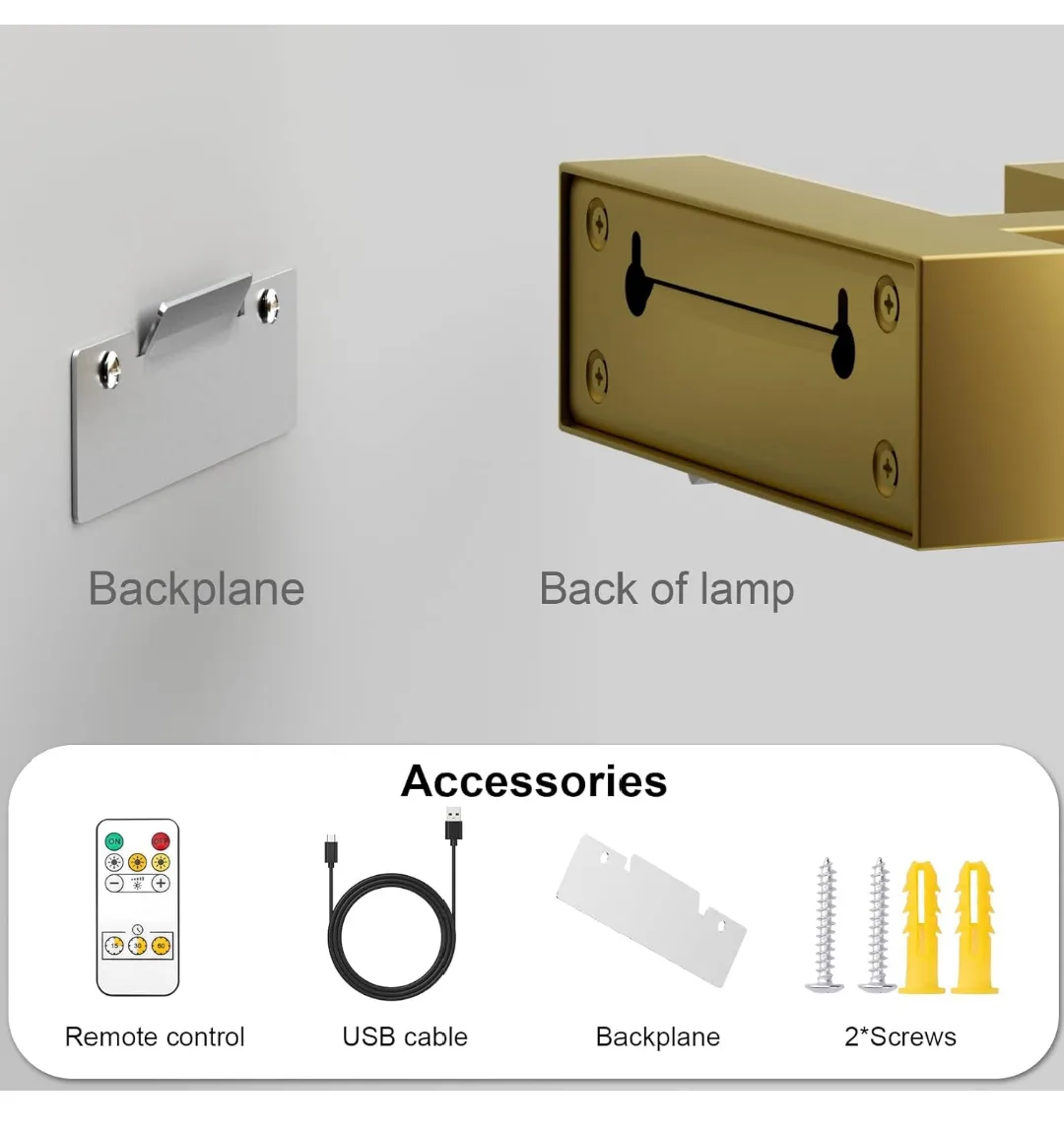 Gold Picture Light with Remote, USB Rechargeable image indicator(7)