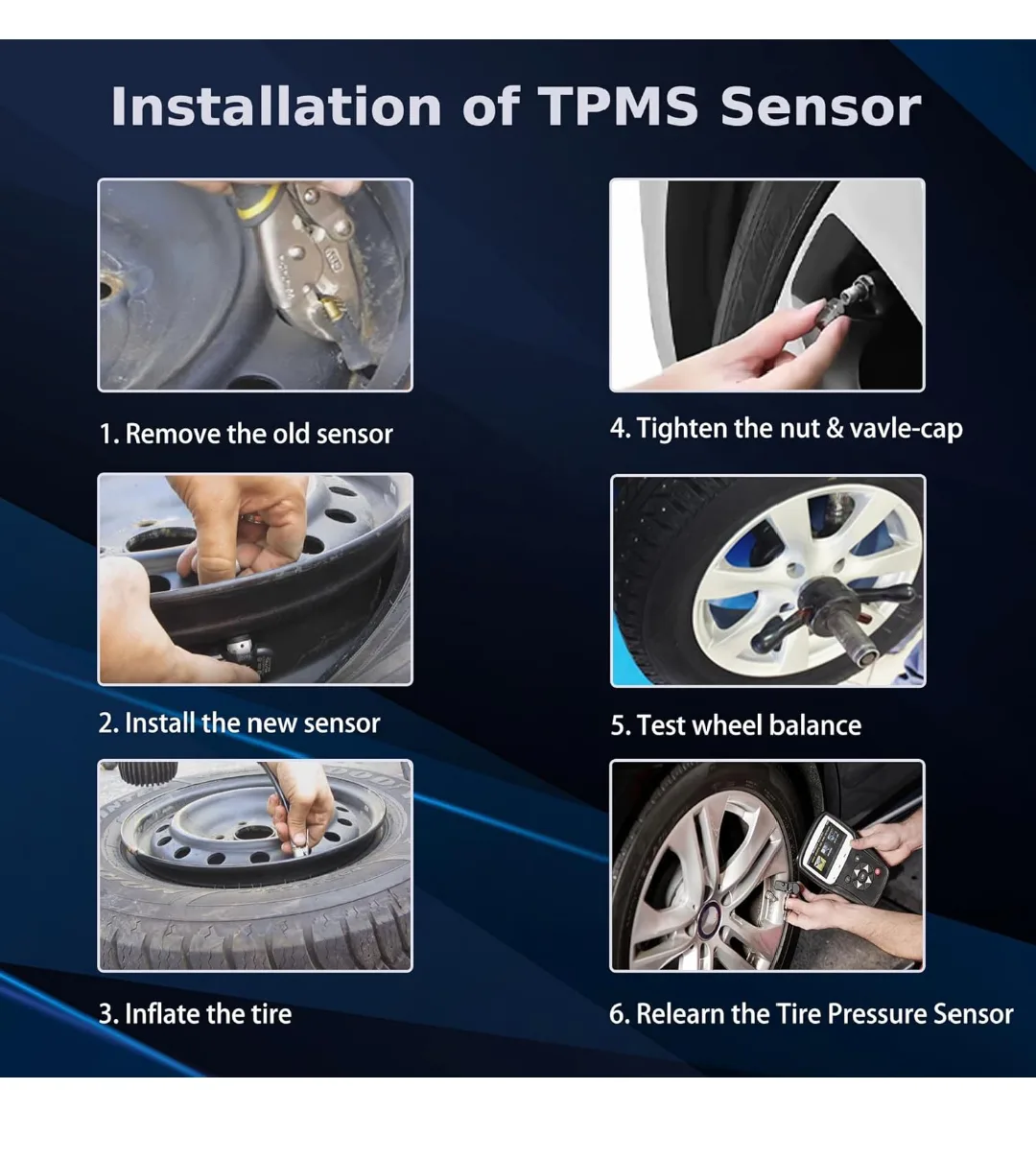Universal TPMS Tire Pressure Sensor (4 Pack) image indicator(4)