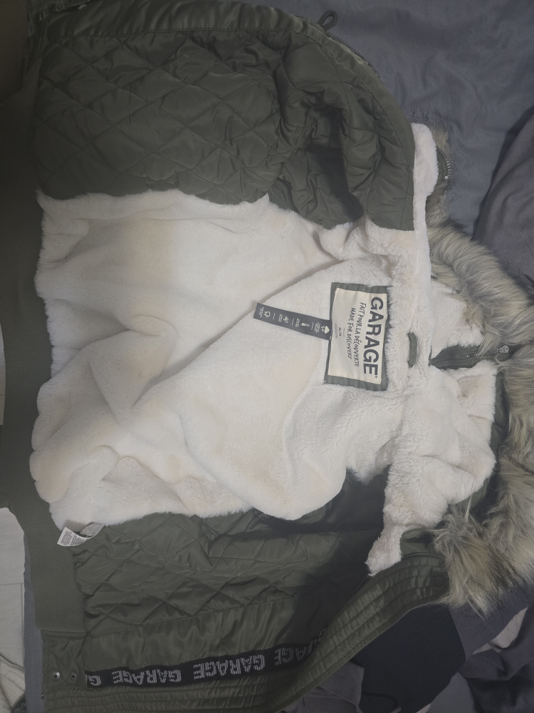 Green Faux Fur Hooded Bomber Jacket **MOVING SALE** - photo 2