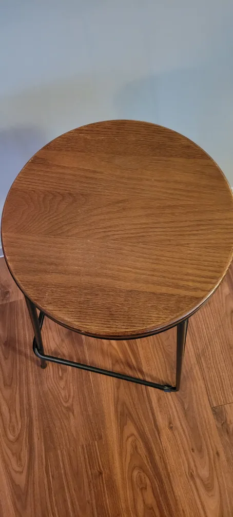 Black Metal Bar Stool with Wooden Seat image indicator(3)