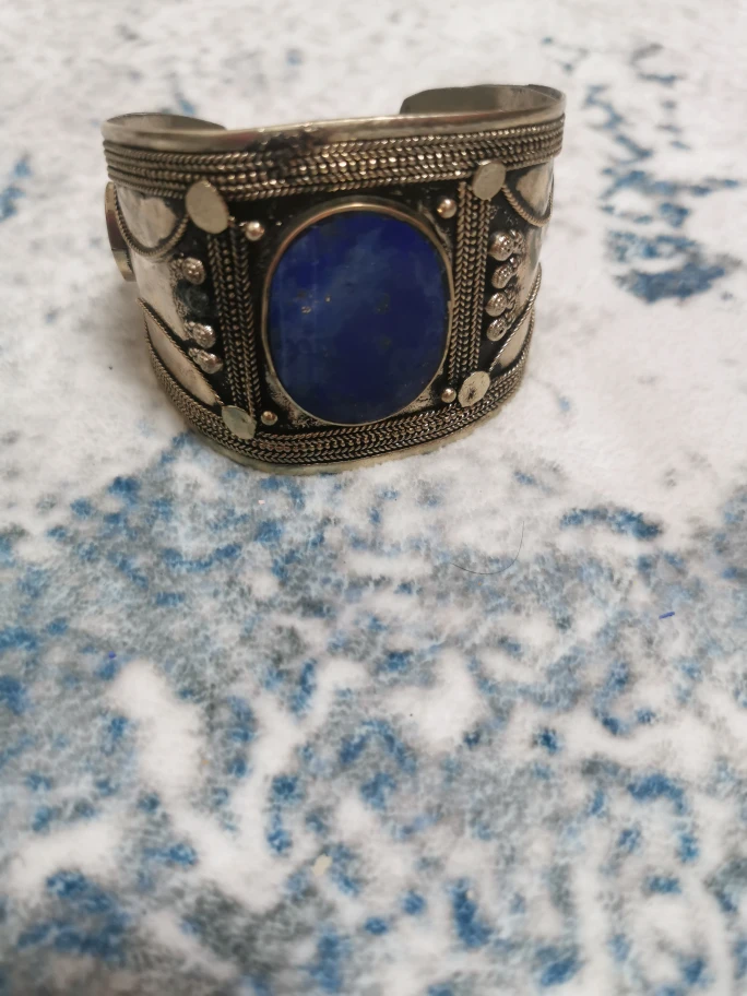 Silver Blue Stone Cuff Bracelet - photo 5