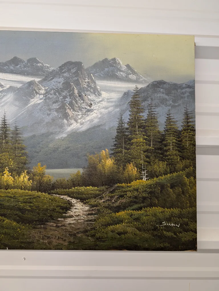 Vintage Signed Mountain Landscape Painting #ThriftyPicks image indicator(4)