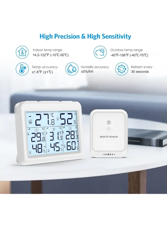 Wireless Thermo-hygrometer with 3 Channels image indicator(6)