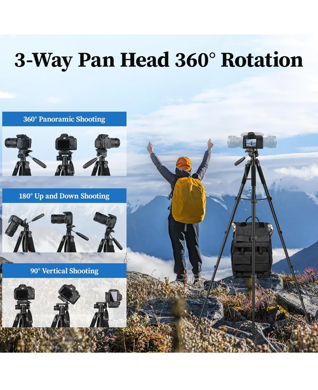 Camera Tripods Lightweight and Portable 74" image indicator(5)