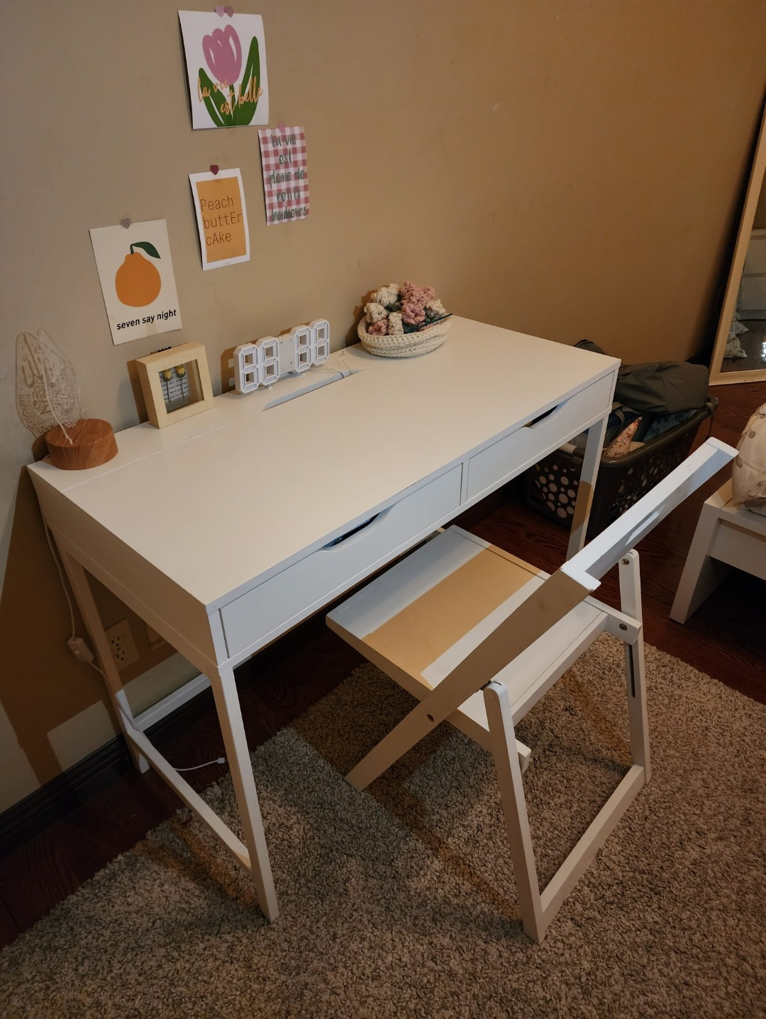 Ikea Alex White Desk with Chair