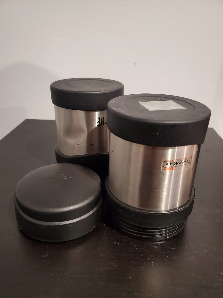 Set of (2) Thermamax Insulated Steel Vacuum Seal Thermos