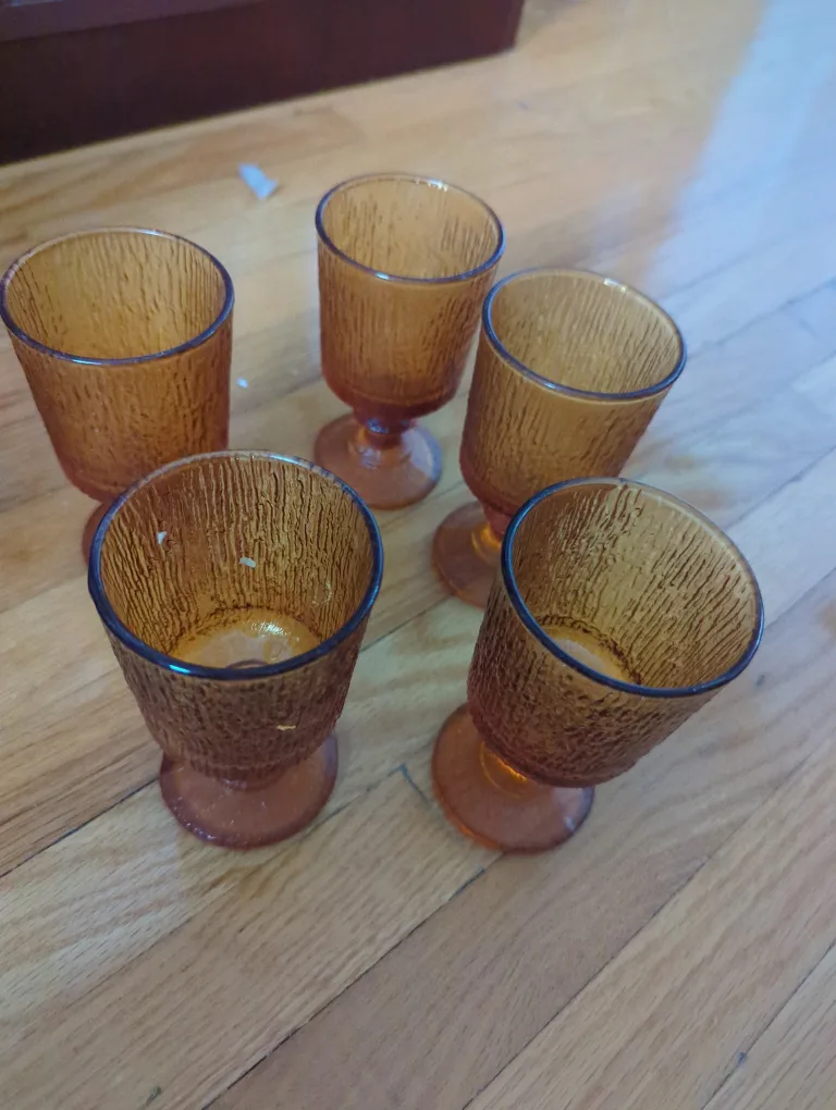 Set of 5 Amber Goblets thumbnail