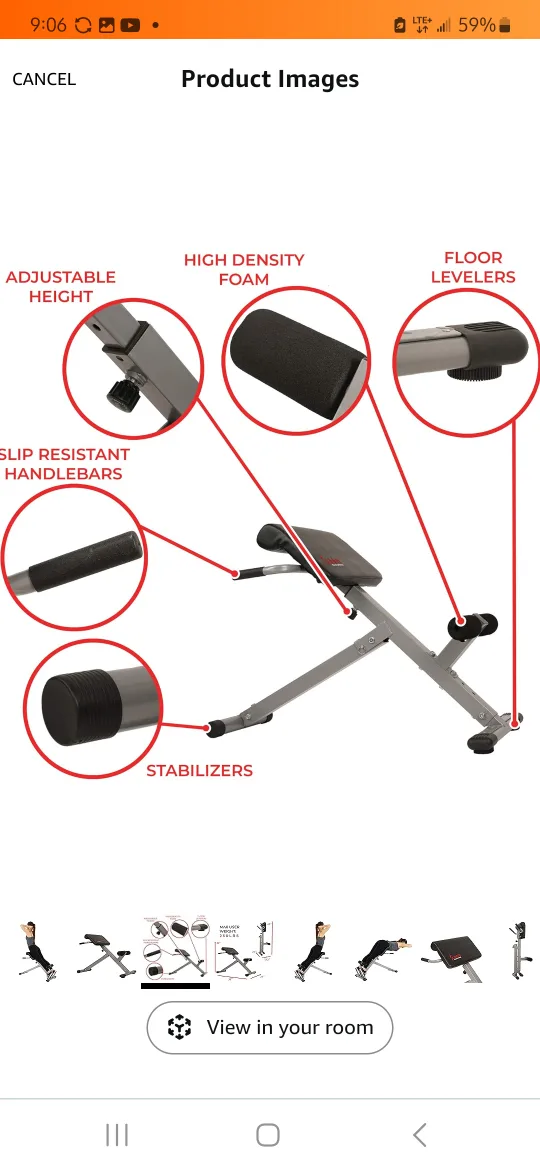 Sunny Health & Fitness Hyper Extension Bench image indicator(3)