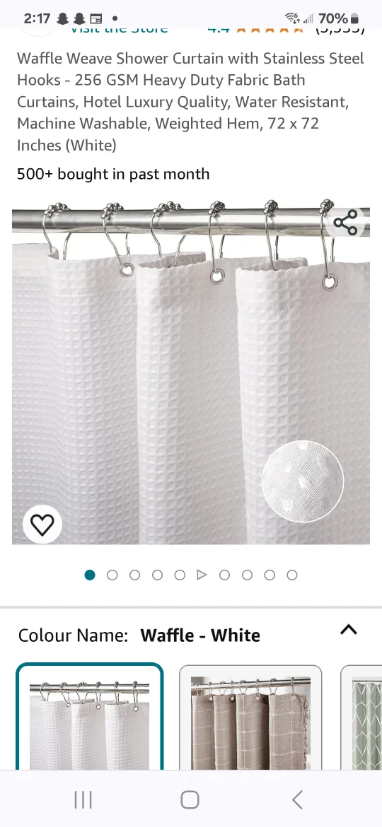 Waffle Shower Curtain with Hooks image indicator(5)