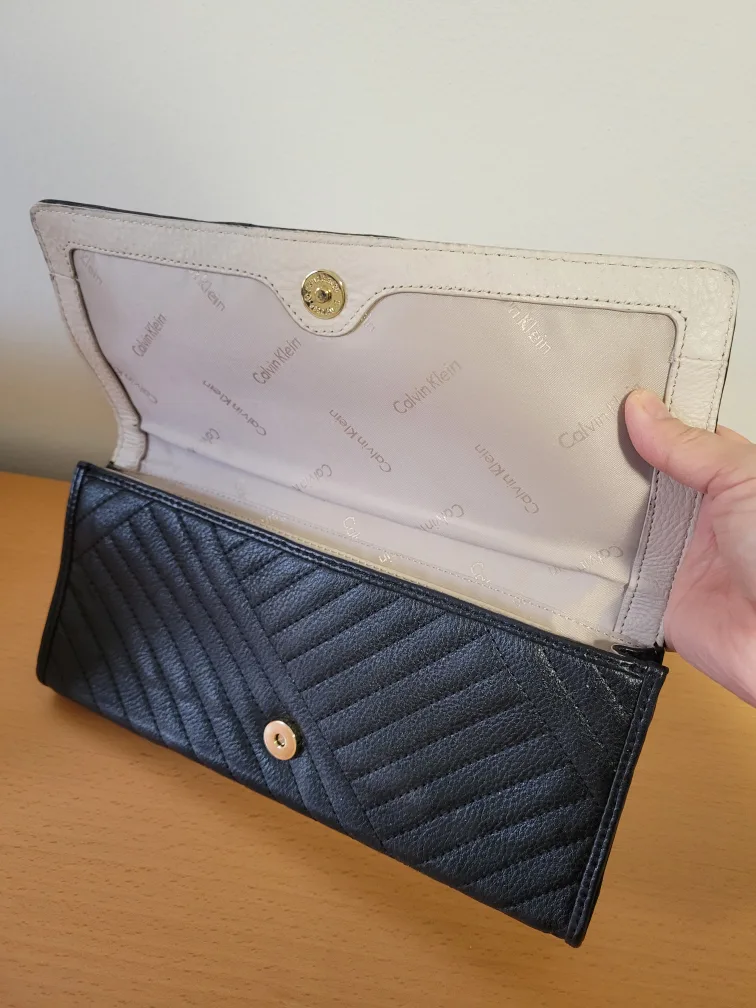 Calvin Klein Black and Beige Quilted Clutch image indicator(2)