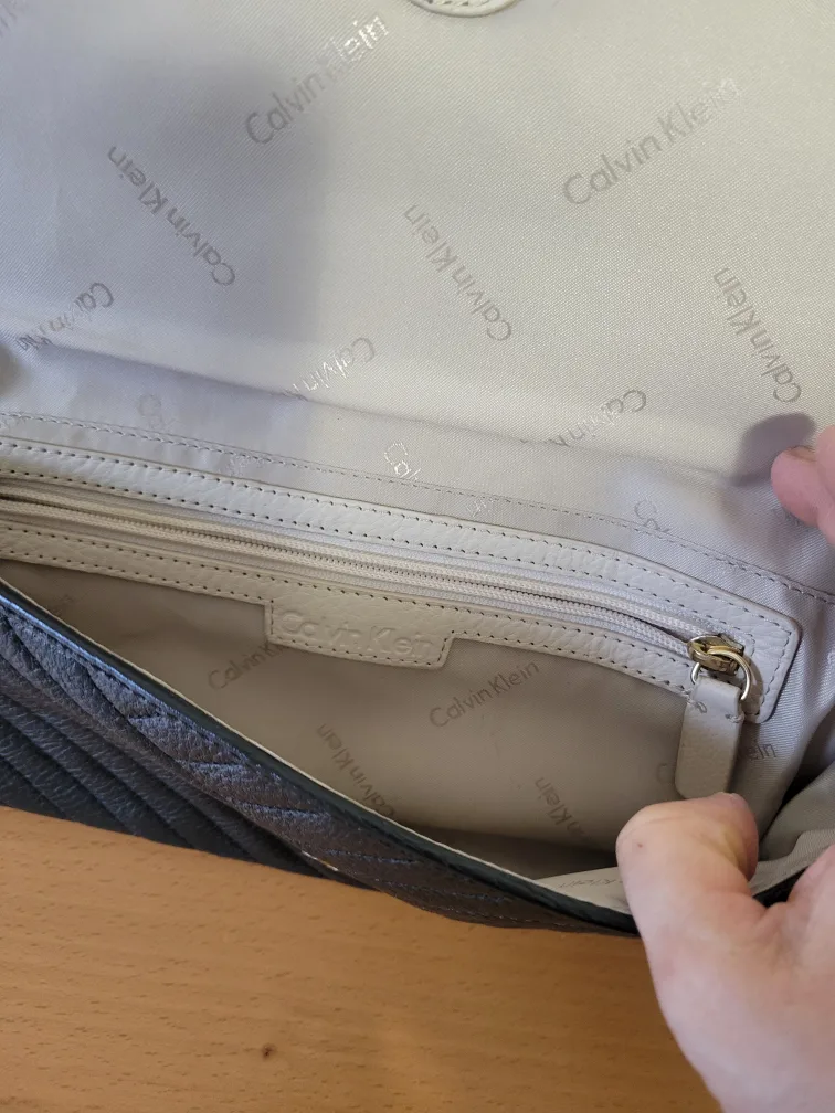 Calvin Klein Black and Beige Quilted Clutch image indicator(3)