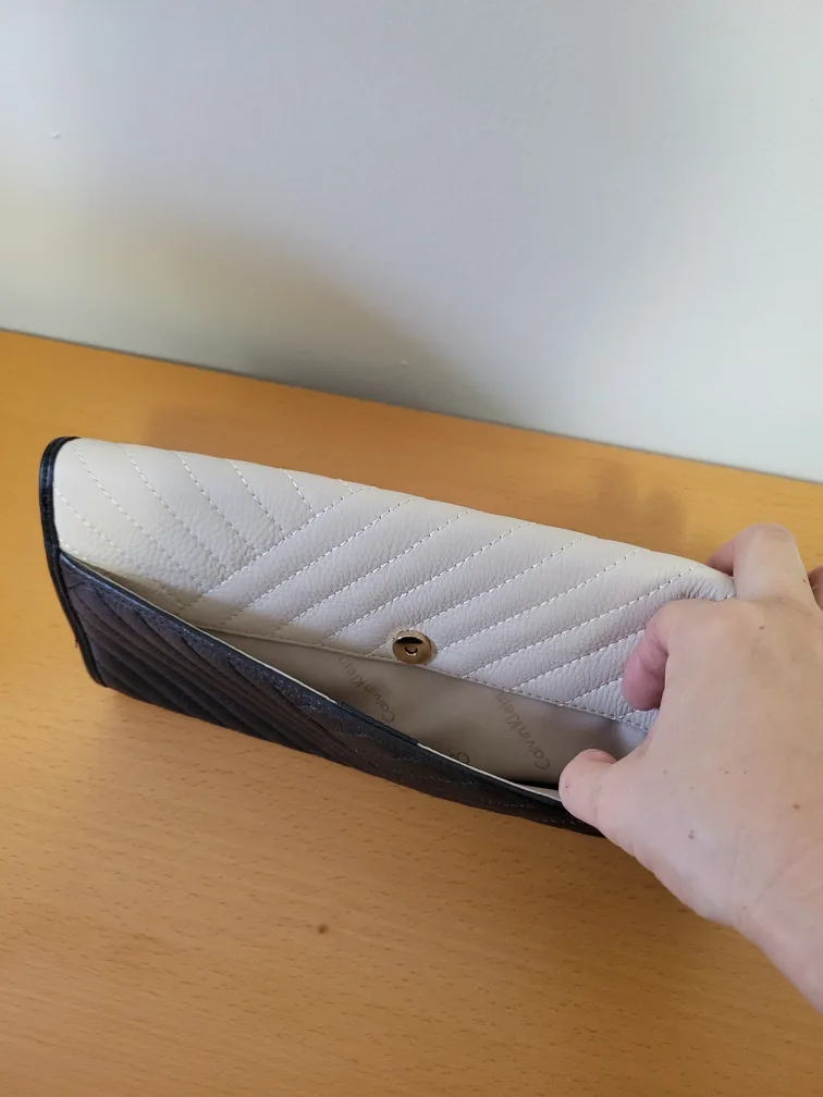 Calvin Klein Black and Beige Quilted Clutch image indicator(5)