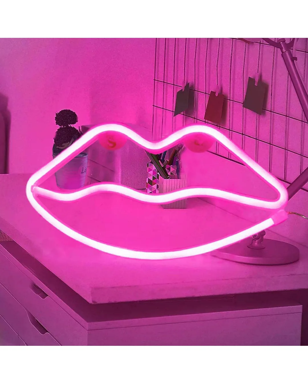 Pink Neon Lips Sign Light image indicator(6)