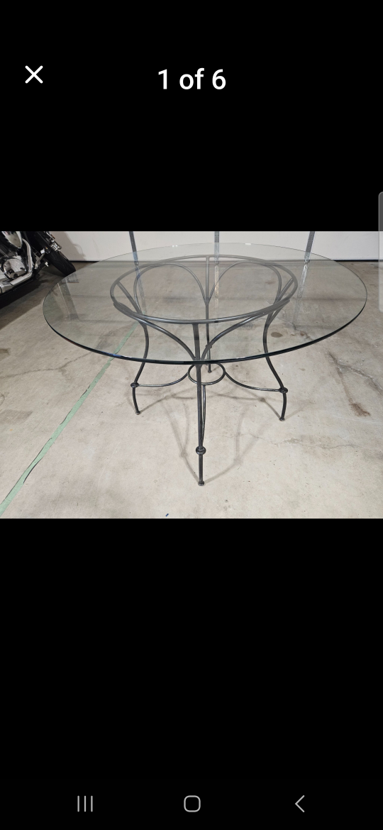 Round Glass Top Table with wrought iron frame - photo 5