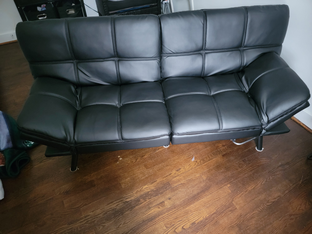 click clack black leather couch - photo 3