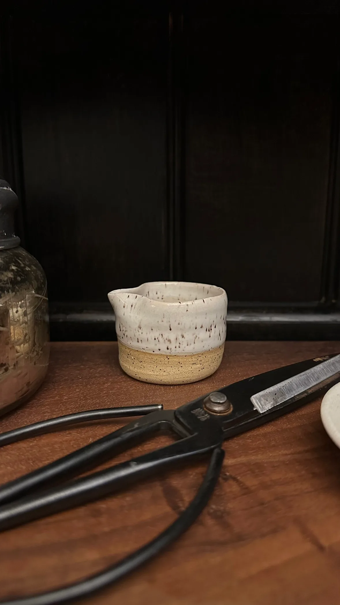 Local Handmade Tiny Ceramic Pitcher (with hidden foot ring) thumbnail