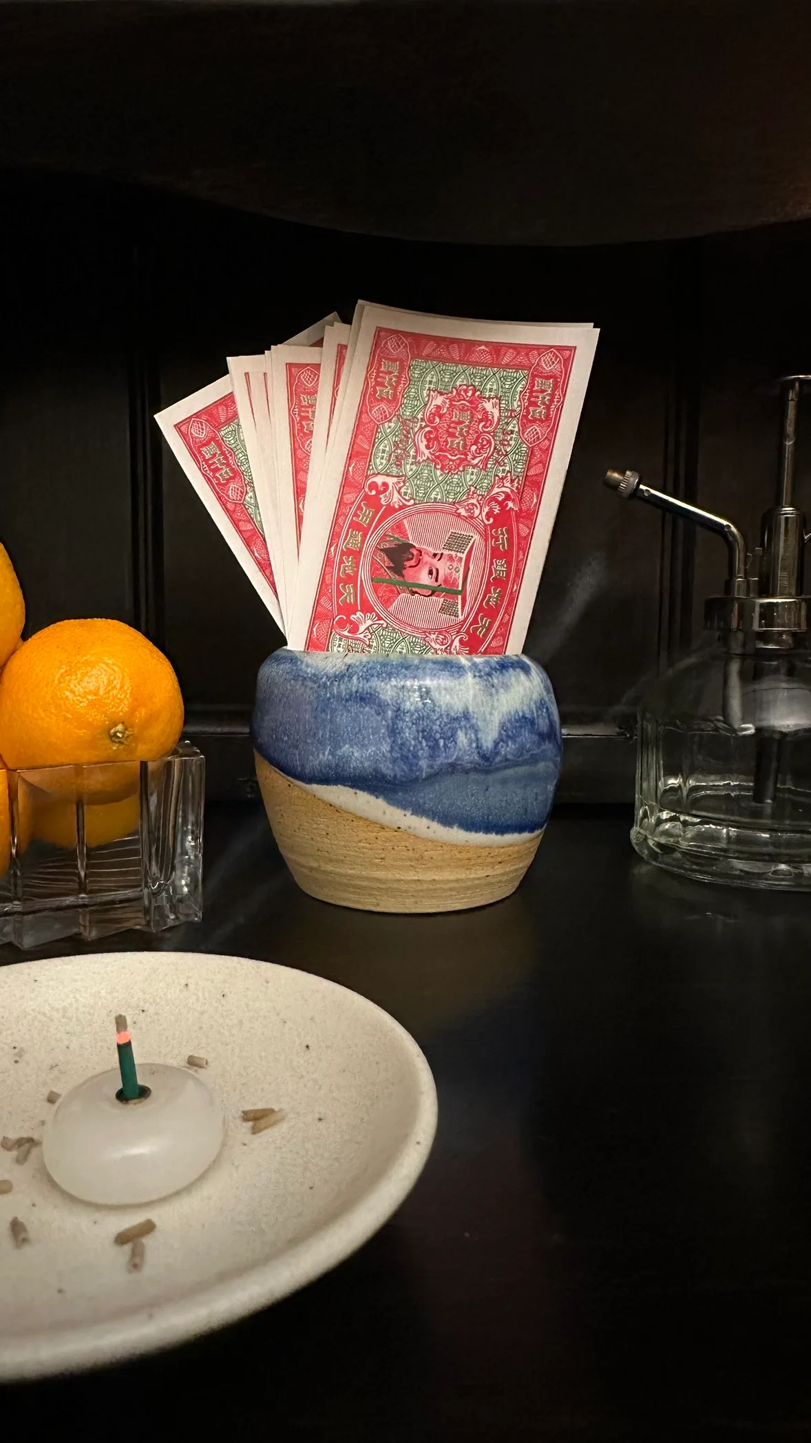 Local Handmade Slanty Blue Ceramic Vase (with hidden foot ring) image indicator(7)