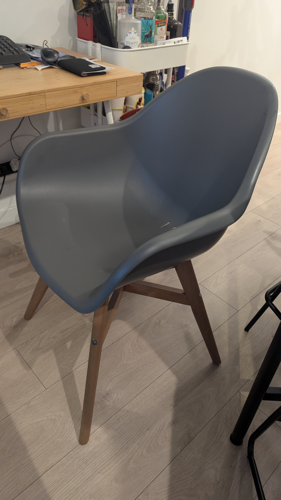 2 x Grey Desk Chair with Wooden Legs