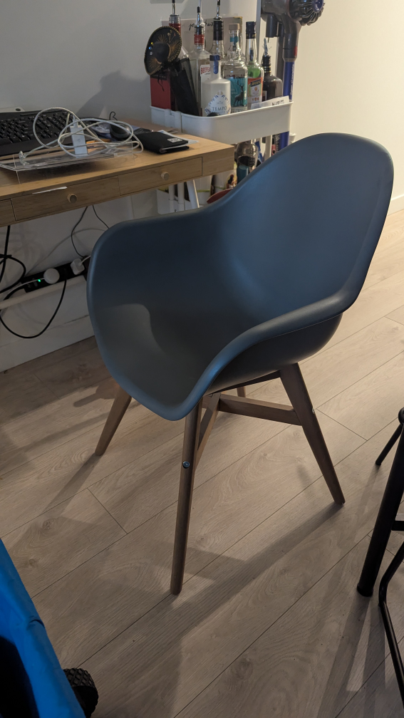 2 x Grey Desk Chair with Wooden Legs - photo 3