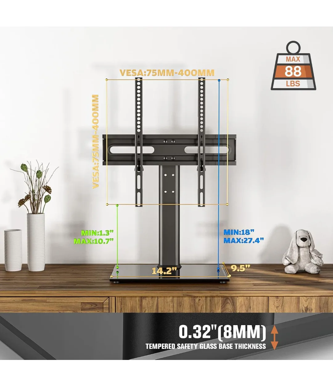 TV Stand with Height Adjustment and Shelf image indicator(6)