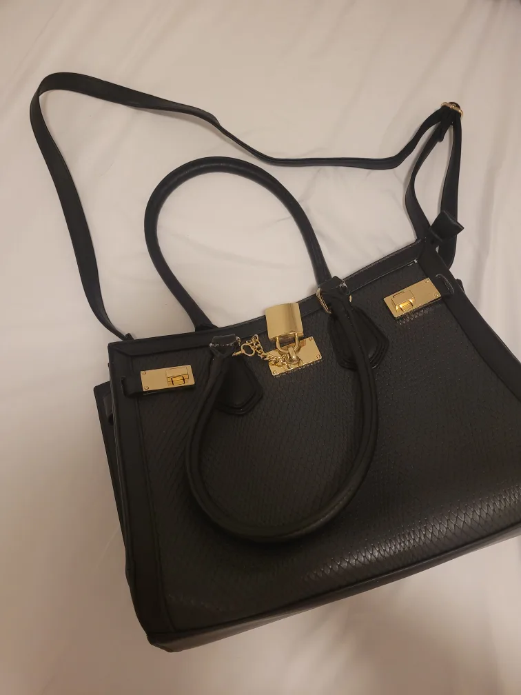 Aldo Black Handbag with Gold Hardware thumbnail