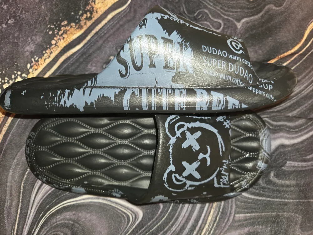 BLACK SANDALS  W/ BEAR  GRAFFITI DESIGN✨️🩴 image indicator(7)