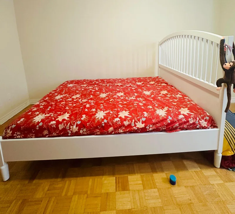 IKEA Queen Size Bed Frame with bed, bed cover image indicator(4)