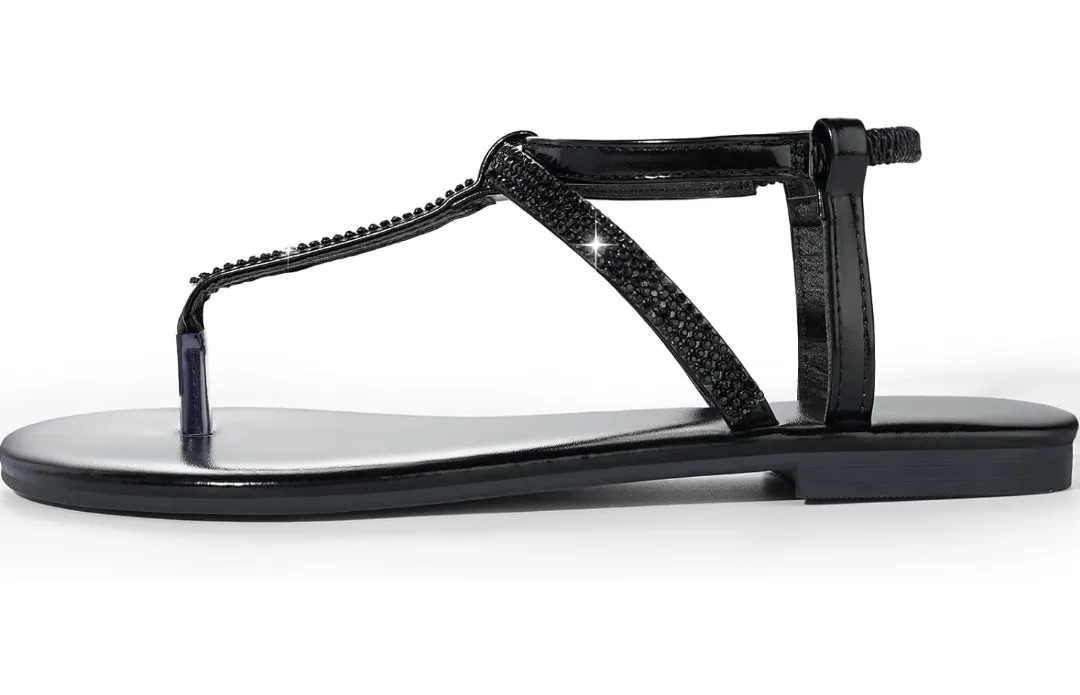 Harvest Land Women's Sparkly Gladiator T-Strap Sandals image indicator(4)