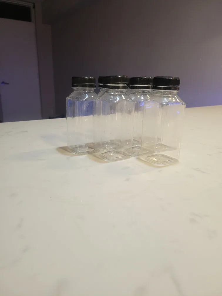 10x 250ml Clear Plastic Bottles with Black Lids image indicator(3)