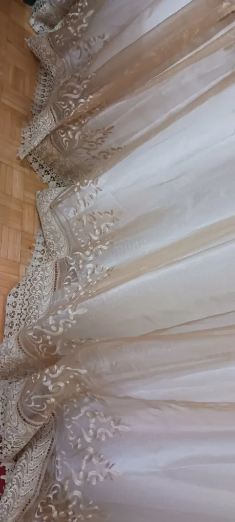 Sheer golden Embroidered Turkish Curtains $25 each image indicator(6)