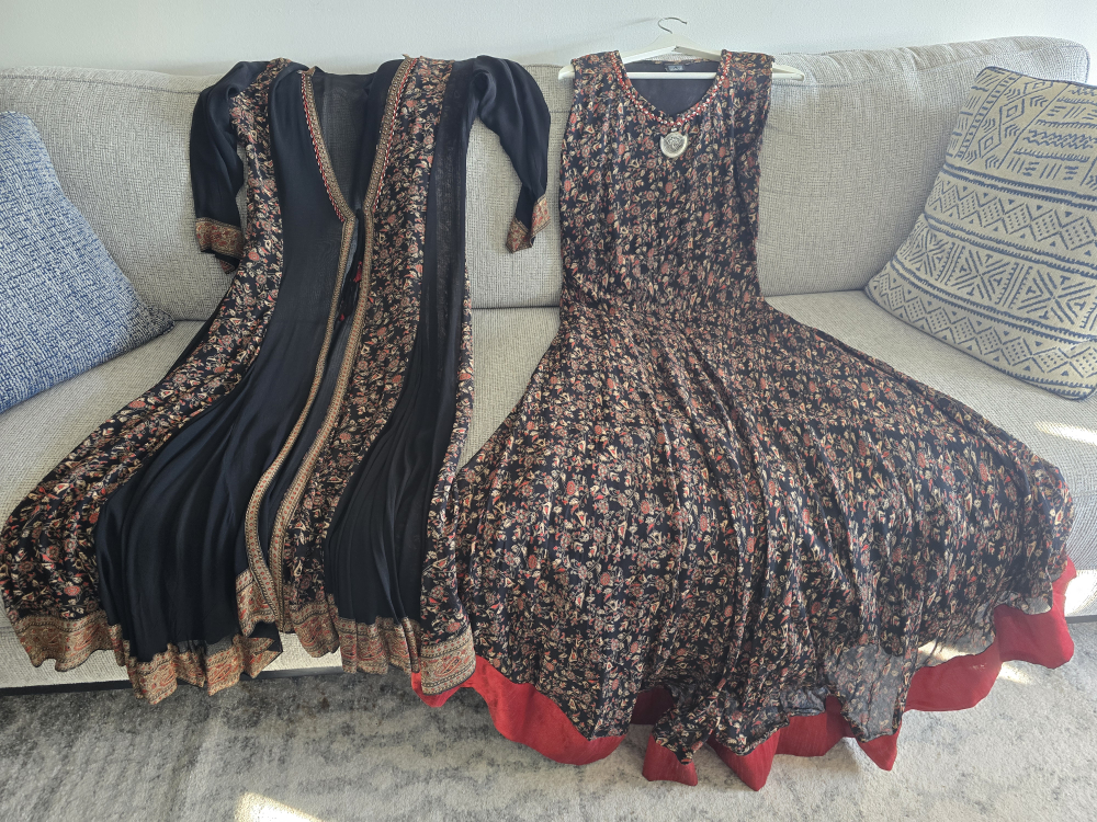 Black and Red Floral Long Kurta - photo 3