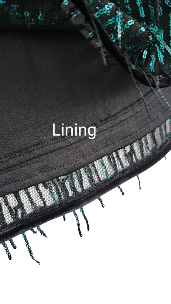 Avec Les Filles Green Teal Sequined Fringe Mini Skirt image indicator(4)