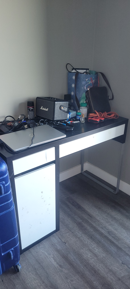 Black and White computer desk with Drawer